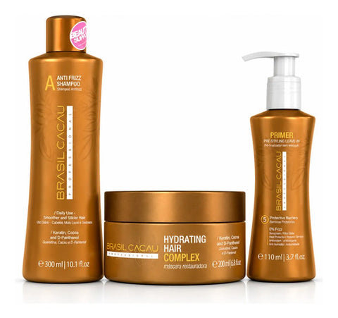 Shampoo Brasil Cacau + Máscara Y Primer Anti Frizz