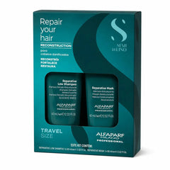 Kit Alfaparf Reparador Reconstructor Semi Di Lino Reconstruction Reparative Con Shampoo 60ml + Máscara 60ml. Ideal Para Cabello Dañado. Travel Size