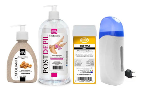 Kit Cera Depilatoria Calentador Cartucho Crema Y Aceite Gnp