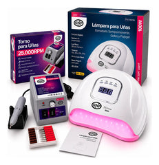 Lámpara Uv Para Uñas Gnp 180w Digital + Torno Gnp 25000 Rpm