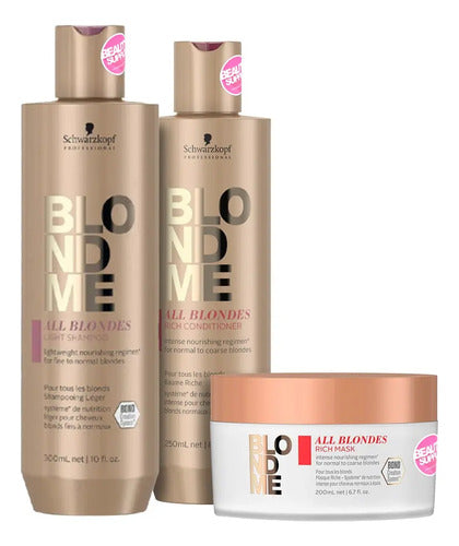 Shampoo Light, Acondicionador Y Mascara Schwarzkopf Blondme