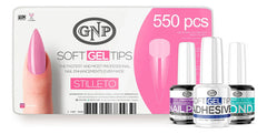 Kit Soft Gel Tips Gnp Con Pegamento, Bond Y Nail Prep