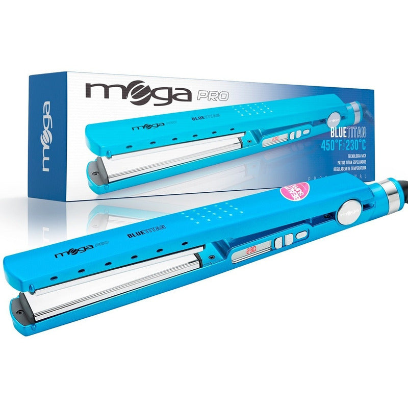 Plancha De Pelo Profesional Mega Turbo Titan 2 Digital 230c Celeste