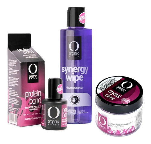 Kit Organic De Polvo Acrilico + Protein Bond + Synergy