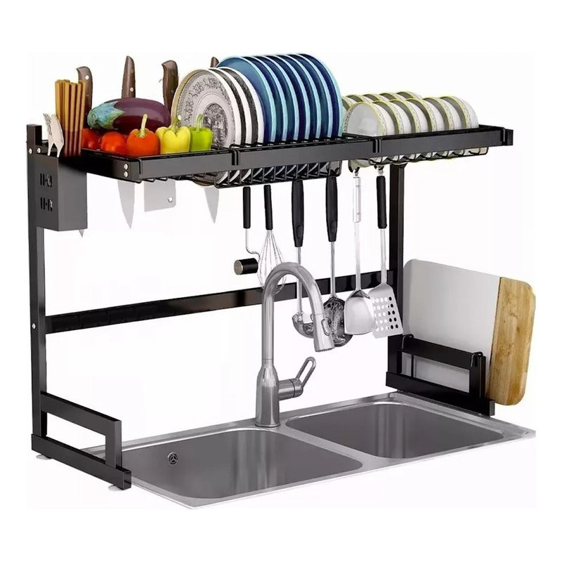 Escurridor De Platos Premium 65cms, Ideal Espacios Reducidos Negro