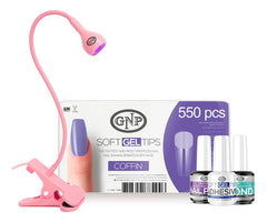 Soft Gel Tips Gnp Con Lampara, Pegamento, Bond Y Nail Prep
