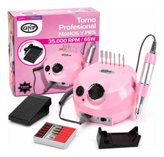 Lámpara Uv Para Uñas Gnp 180w + Torno Gnp 35000 Rpm C/pedal Blanco