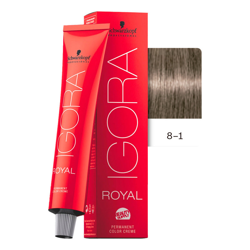 Tinta Igora Royal Schwarzkopf 8-1 8.1 Rubio Claro Ceniza