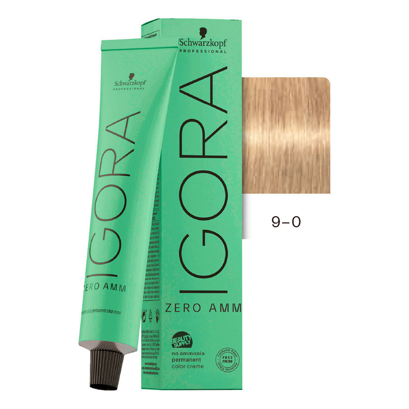 Tinta Igora Schwarzkopf Zero Amm 9-0, Sin Amoníaco