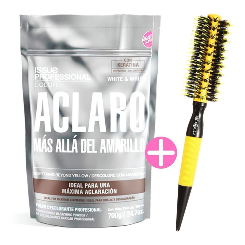 Polvo Decolorante Issue White & White 700gr + Cepillo Mega 1 Negro