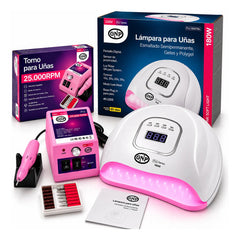 Lámpara Uv Para Uñas Gnp 180w Digital + Torno Gnp 25000 Rpm