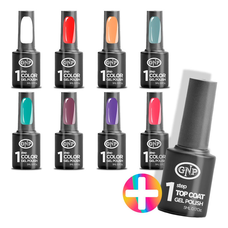 8 Esmaltes Semipermanentes Gel Uv/led Gnp De 1 Paso + Top