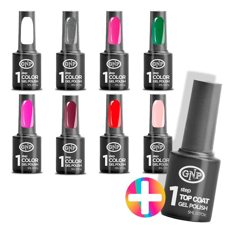 8 Esmaltes Semipermanentes Gel Uv/led Gnp De 1 Paso + Top