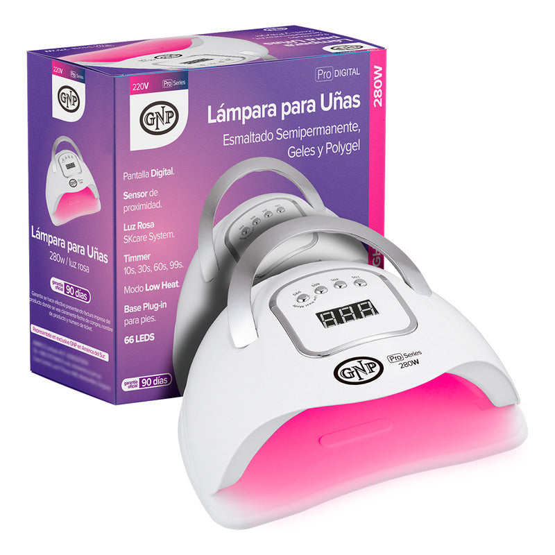 Lampara Gnp Profesional 280w Luz Rosa Con Skcare, Sensor, Digital. Cabina Para Uñas