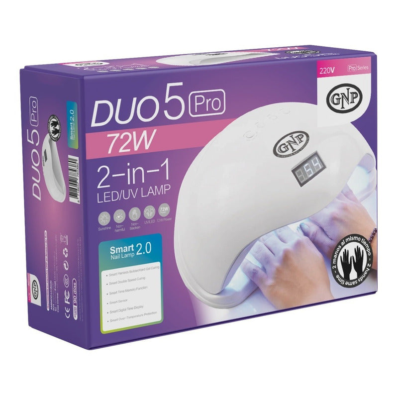 Lampara Led Para Uñas Gnp 72w Duo 5 Pro, Para Dos Manos