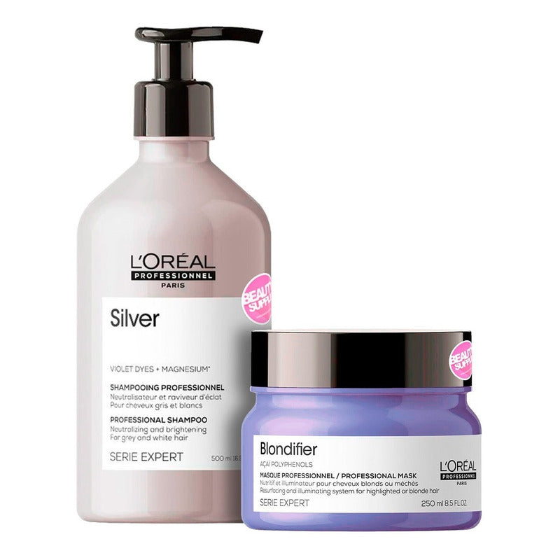 Shampoo Silver Loreal 500ml Y Mascara Blondifier 250ml