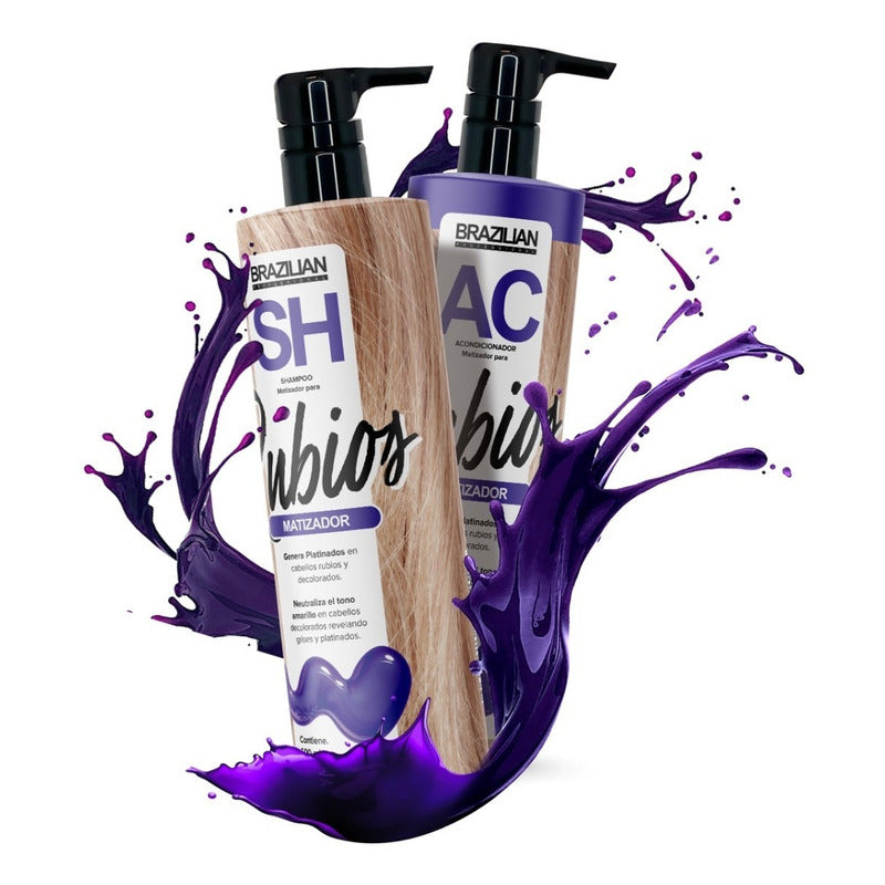 Shampoo Matizador Y Acondicionador Brazilian, Para Rubios