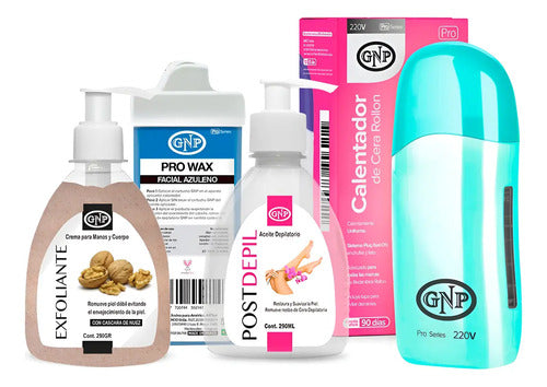 Kit Cera Depilatoria Calentador Cartucho Aceite Y Crema Gnp