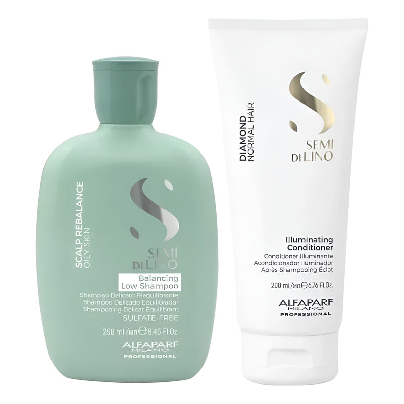 Pack Alfaparf Shampoo Grasos Y Acondicionador Diamond