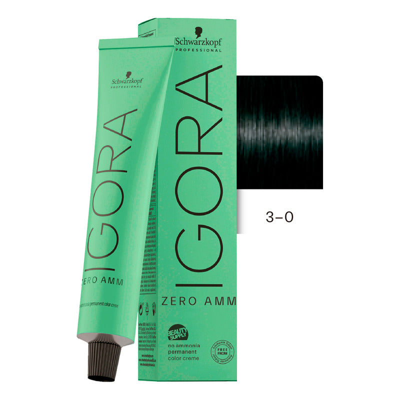 Tinta Igora Schwarzkopf Zero Amm 3-0, Sin Amoníaco