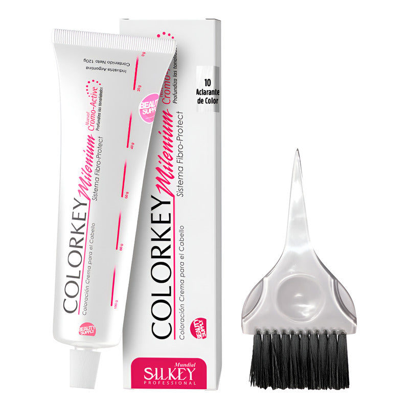Kit Tinta Silkey Colorkey Milenium 120g + Pincel De Tinta 10 Aclarante De Color