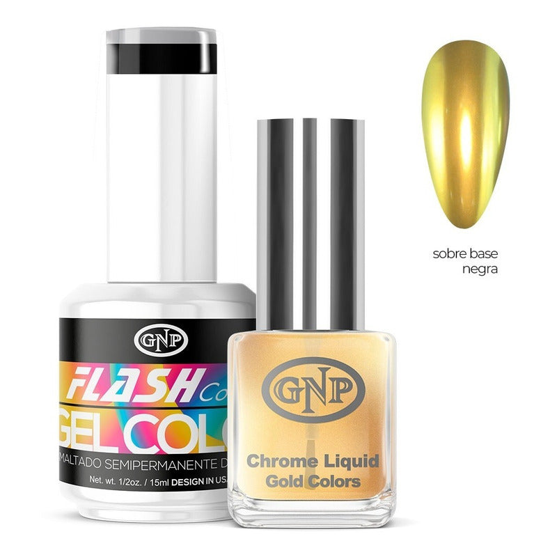 Combo De Esmalte Semipermanente Gnp Con Polvo Liquido Chromo