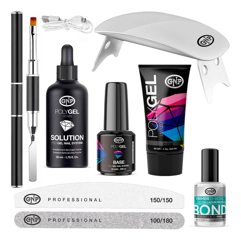 Kit Uñas En Polygel Gnp De 8 Piezas Con Aplicador Y Lampara