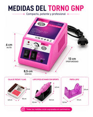 Lámpara Uv Para Uñas Gnp 180w Digital + Torno Gnp 25000 Rpm
