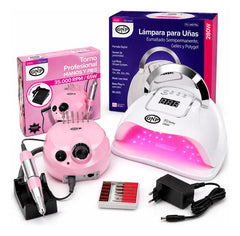 Lámpara Uv Para Uñas Gnp 280w + Torno Gnp 35000 Rpm C/pedal Blanco