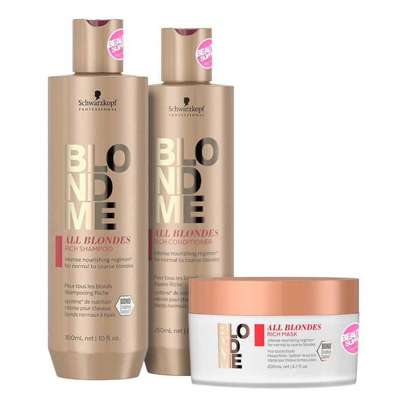 Shampoo Rich, Acondicionador Y Mascara Schwarzkopf Blondme