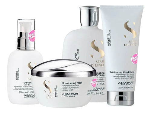 Pack Completo Alfaparf Diamond Semi Lino Para Brillo Extremo