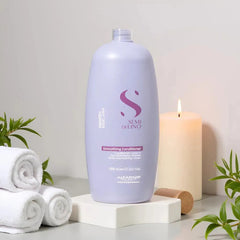 Shampoo Alfaparf Semi Di Lino Smooth 1000ml + Acondicionador 1000ml + Fluido 125ml Cabello Liso