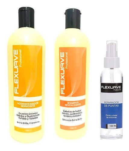 Shampoo Flexuave, Reparador De Puntas Y Ac. Hidratante