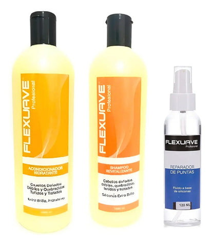 Shampoo Flexuave, Reparador De Puntas Y Ac. Hidratante