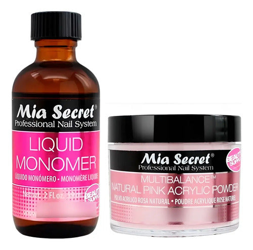 Mia Secret Liquido 59ml Y Polvo Acrilico Uñas 59gr. Nice