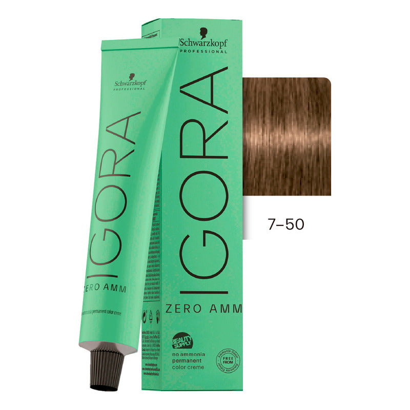Tinta Igora Schwarzkopf Zero Amm 7-50, Sin Amoníaco