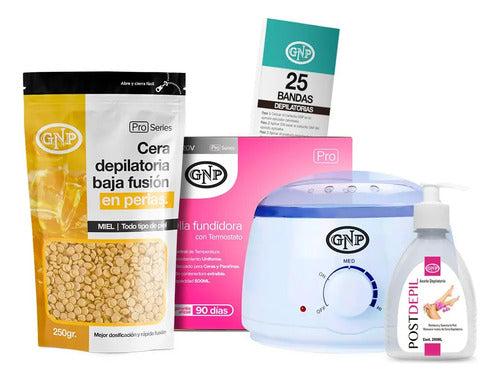 Kit Depilación Español Gnp Cera Perlas, Olla, Bandas, Aceite