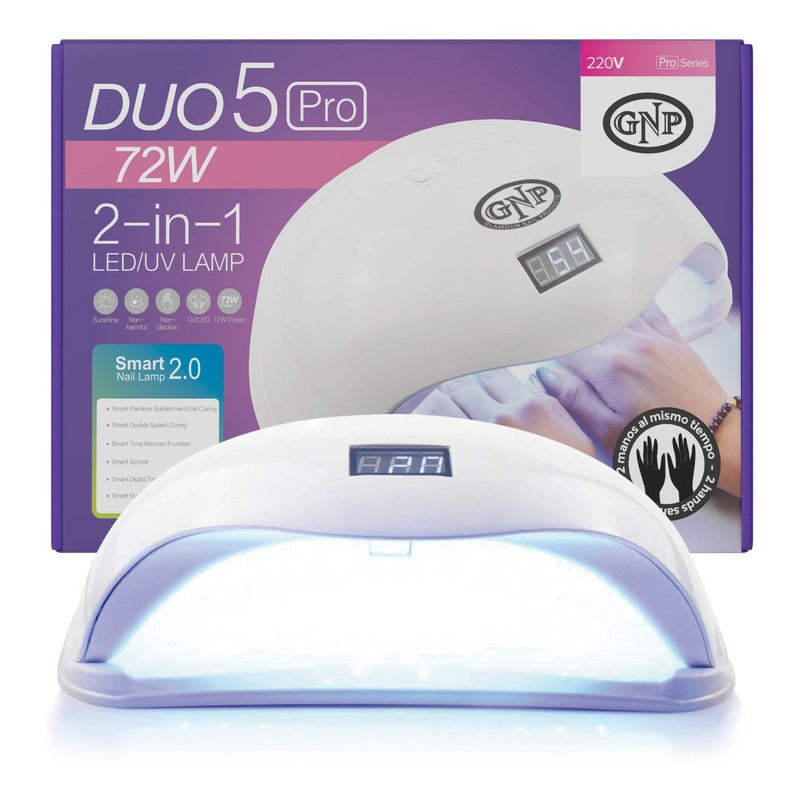 Lampara Led Para Uñas Gnp 72w Duo 5 Pro, Para Dos Manos