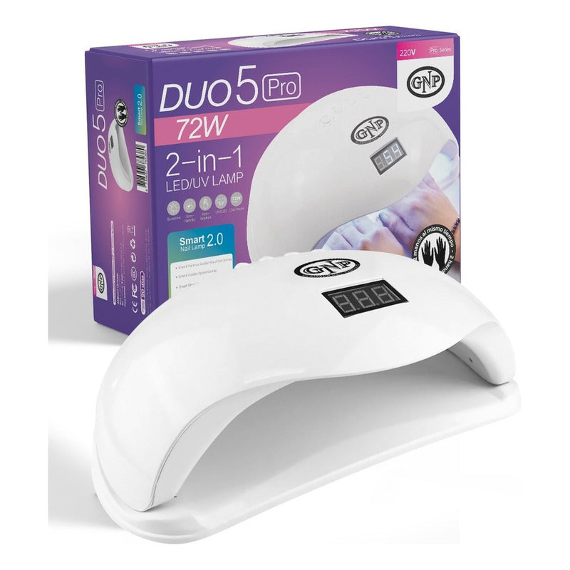 Lampara Para Uñas Gnp 72w Duo 5 Pro, Para Dos Manos Color Blanco