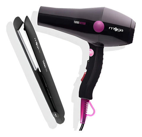 Combo Mega De Secador Turbo Action Y Plancha Turbo Pro