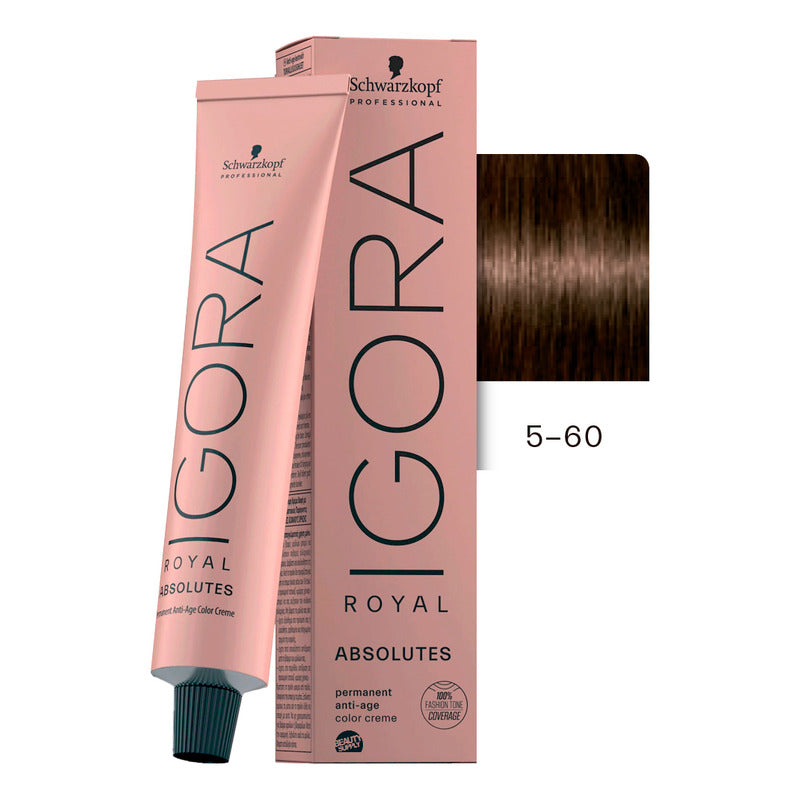 Tinta Igora Royal Schwarzkopf Absolutes 5-60 5.62 Castaño Claro Rojizo Nacarado