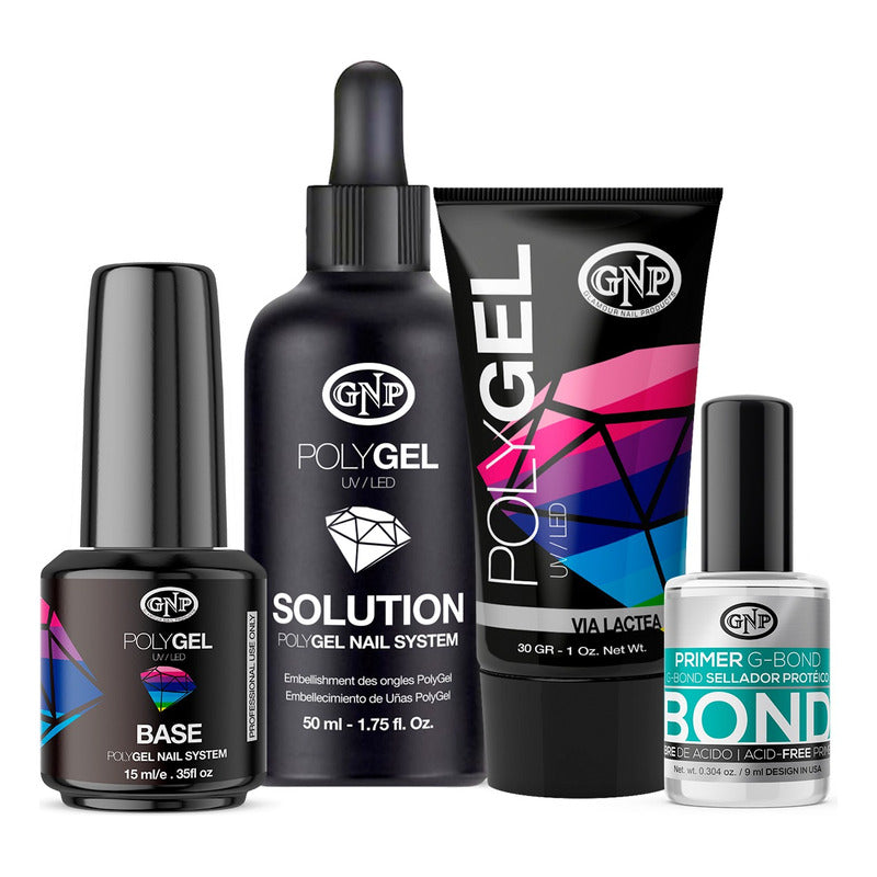 Kit Polygel Gnp Con Base, Solucion Y Primer Bond