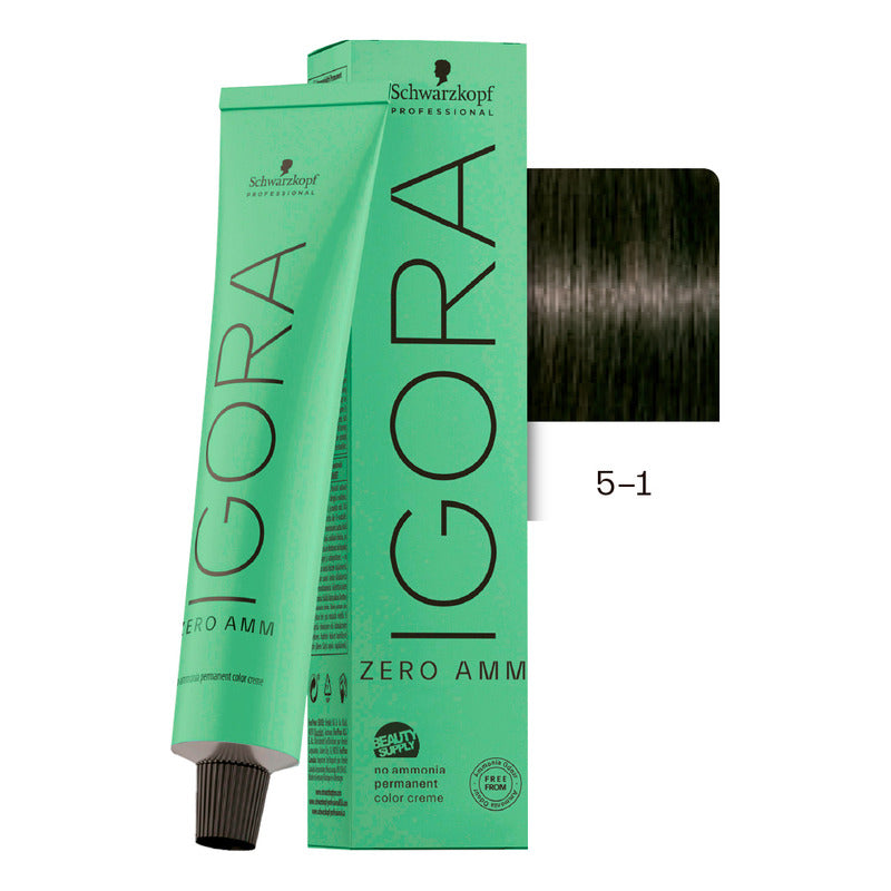 Tinta Igora Schwarzkopf Zero Amm 5-1, Sin Amoníaco