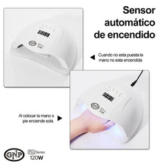 Lámpara De Uñas Gnp 120w Profesional | Uv/led, Curado Rápido, Display Digital, 4 Tiempos, Sensor Automático, Ideal Manicuría Y Gel Blanco