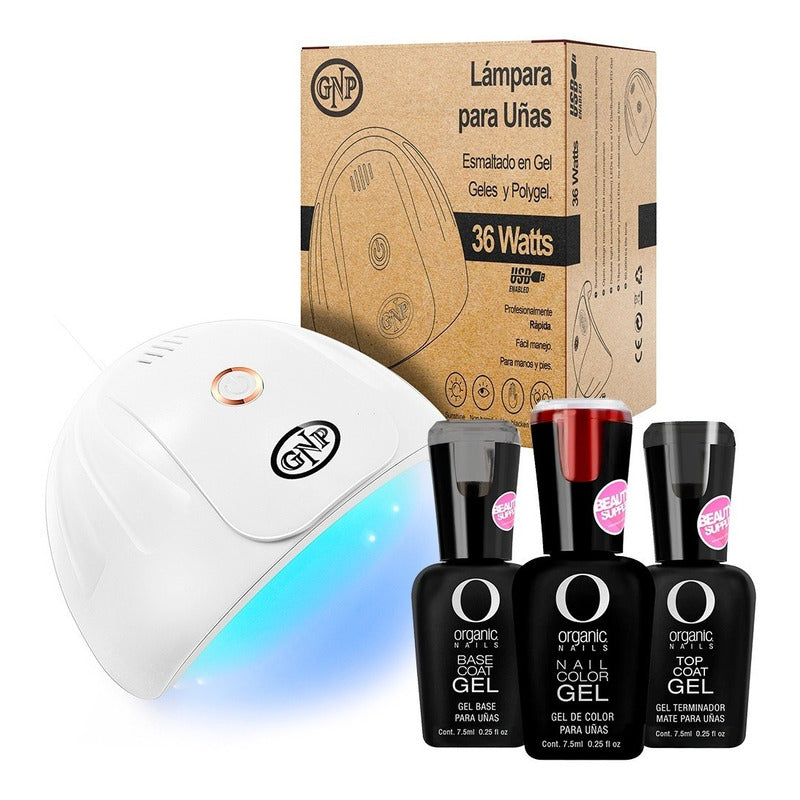 Esmalte Organic + Base + Top Coat 7.5ml Y Lampara