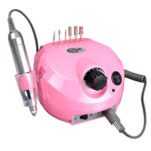 Torno Para Uñas Gnp 35.000 Rpm 65w Pink Ritual. Con Pedal Manos Y Pies Uso Profesional Original Con Transformador Interno Incluye 6 Puntas Soporte Y Bandas De Lija Rosa Claro