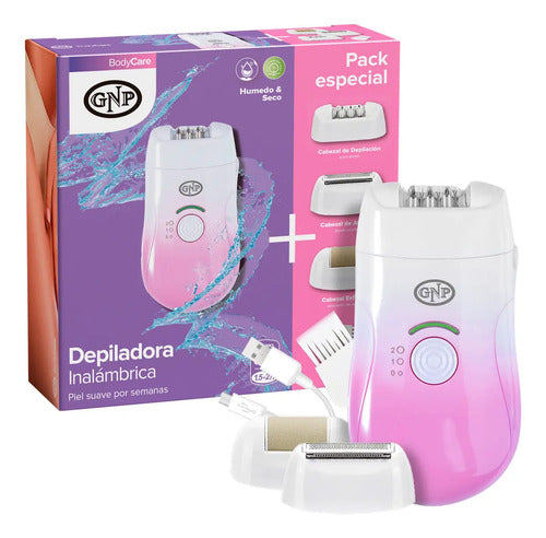 Depiladora Gnp 3 En 1 Body Care, Para Seco Y Húmedo. Inalámbrica. Piel Suave Por Semanas. Rosa Claro