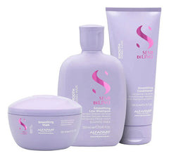 Shampoo Alfaparf Semi Di Lino Smooth 250ml + Acondicionador 200ml + Máscara 200ml Anti Frizz