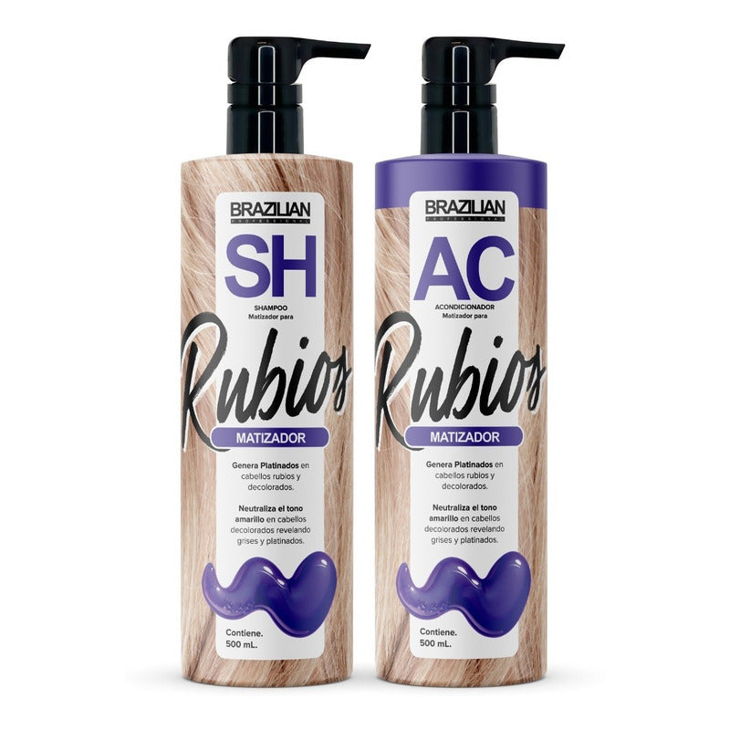 Shampoo Matizador Y Acondicionador Brazilian, Para Rubios