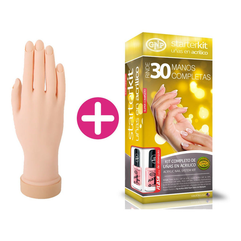 Kit Grande De Uñas En Acrilico Gnp Y Mano De Practica Natural